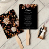 Zwarte Herfst Floral Menu Set van Fans Handwaaier