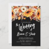 Zwarte Herfst Floral Wedding Kaart (Voorkant)