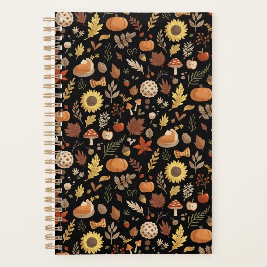 Zwarte herfst oogst Thanksgiving met stemming Planner (Voorkant)
