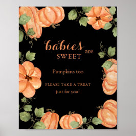 Zwarte Herfst Pompoen Baby shower Baby's zijn zoet Poster