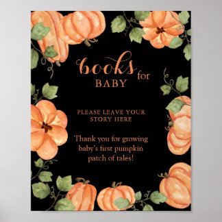 Zwarte Herfst Pompoen Baby shower Boeken voor Baby Poster