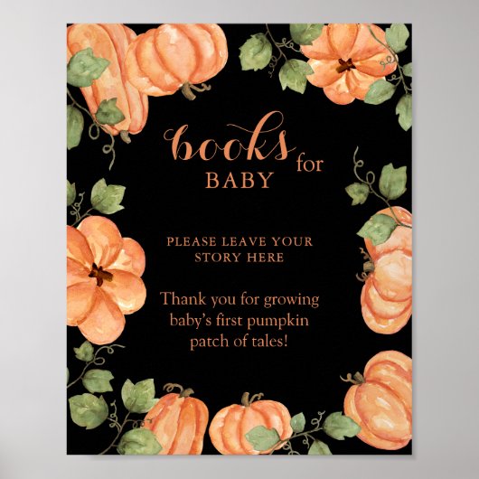 Zwarte Herfst Pompoen Baby shower Boeken voor Baby Poster (Voorkant)