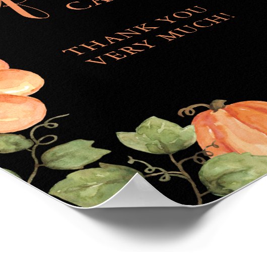 Zwarte Herfst Pompoen Baby shower Geschenken en Ka Poster (Hoek)