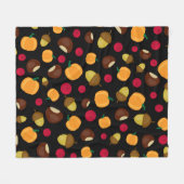 Zwarte Herfst Pumpkin Berries Chestnut Patroon Fleece Deken (Voorkant (Horizontaal))