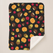 Zwarte Herfst Pumpkin Berries Chestnut Patroon Sherpa Deken (Voorkant)