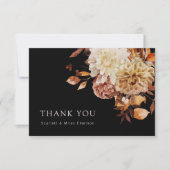 Zwarte Herfst Terracotta Waterverf Floral Wedding Bedankkaart (Voorkant)