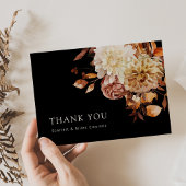 Zwarte Herfst Terracotta Waterverf Floral Wedding Bedankkaart