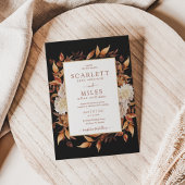 Zwarte Herfst Terracotta Waterverf Floral Wedding Kaart