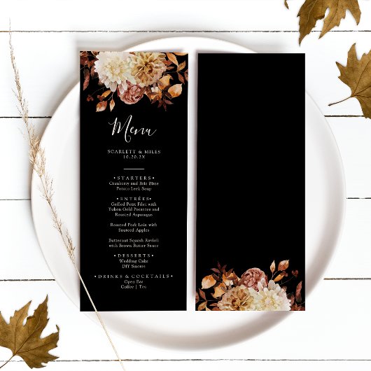 Zwarte Herfst Terracotta Waterverf Wedding Menu