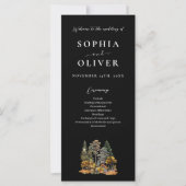 Zwarte herfst Waterverf bos bruiloft programma (Voorkant)