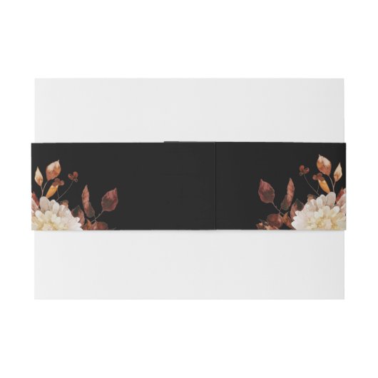 Zwarte Herfst Waterverf Botanicals Weddenschap Uitnodigingen Wikkel (Achterkant Voorbeeld)