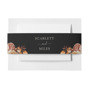 Zwarte Herfst Waterverf Botanicals Weddenschap Uitnodigingen Wikkel