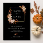 Zwarte Herfst Waterverf Floral Wedding Save The Date<br><div class="desc">Zwarte Herfst Waterverf Floral Wedding Save the Date. Deze elegante en rustige save-the-date kaart is voorzien van handbeschilderde waterverf verbrande oranje bladeren en terracotta bladeren,  en room en beige dahlias zijn perfect voor een herfst- of herfstbruiloft!</div>