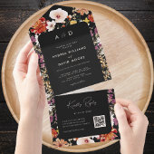 Zwarte Herfst Wildbloemen Botanische QR Code Bruil All In One Uitnodiging
