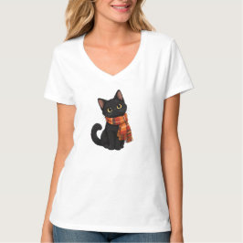 Zwarte herfstkat t-shirt