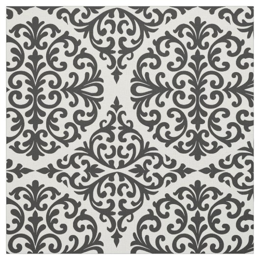 Zwarte Heritage Damast Stof (Swatch)