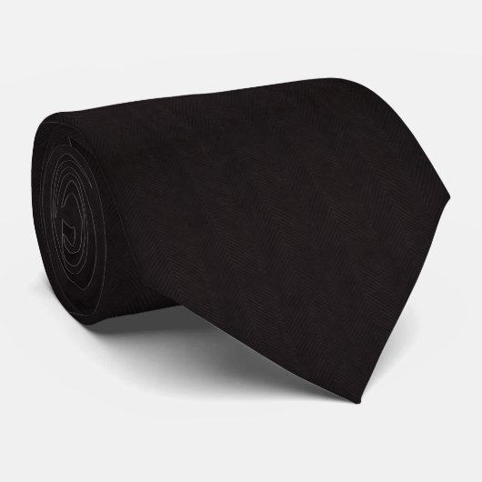 Zwarte Herringbone Whisper Ultra-Subtiele Tonaal  Stropdas (Opgerold)
