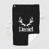 Zwarte hertenantler logo, aangepast golfcadeau golfhanddoek (Insitu)