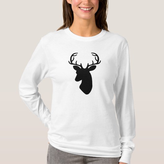 Zwarte hertenkop silhouet t-shirt (Voorkant)