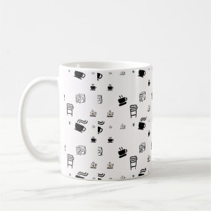 Zwarte Hete Koffiebeker Latte Afhaal Illustraties Koffiemok