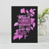 Zwarte hete roze roos botanische save the date kaa (Staand voorkant)