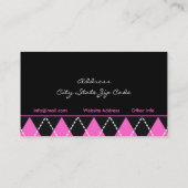 Zwarte hete roze witte argyle trendy visitekaartje (Achterkant)