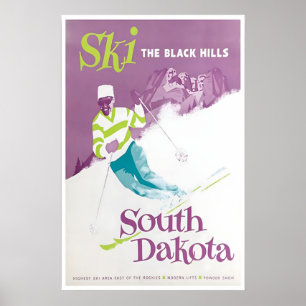 Zwarte Heuvels Print Ski Poster South Dakota Kunst