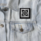Zwarte hex vierkante button 5,1 cm (In situ)