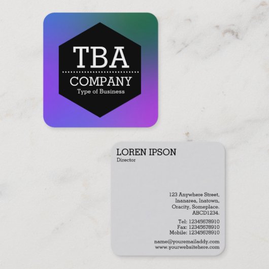 Zwarte hexagon - Zachte gradiënt Vierkante Visitekaartje (Voorkant / Achterkant)