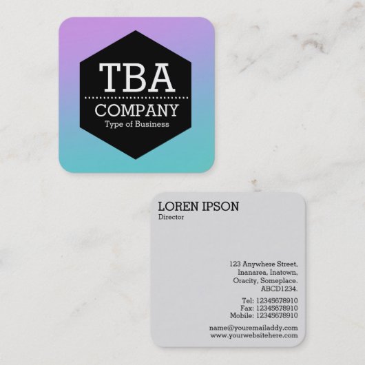 Zwarte hexagon - Zachte gradiënt Vierkante Visitekaartje (Voorkant / Achterkant)