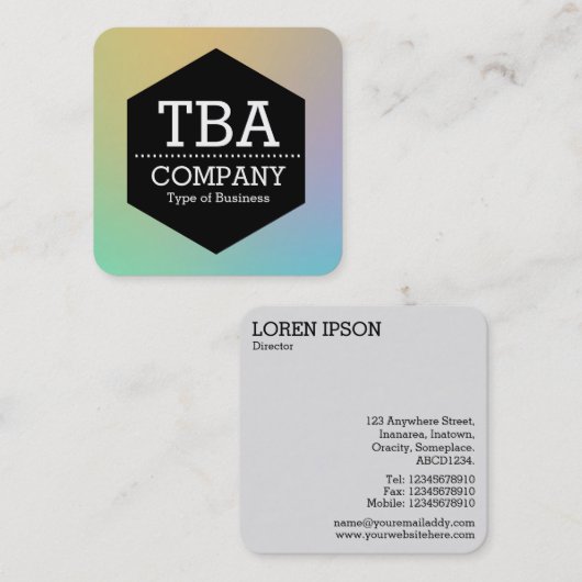 Zwarte hexagon - Zachte gradiënt Vierkante Visitekaartje (Voorkant / Achterkant)