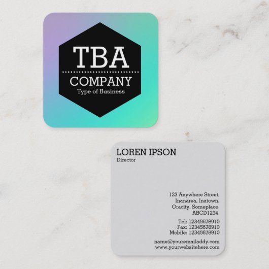 Zwarte hexagon - Zachte gradiënt Vierkante Visitekaartje (Voorkant / Achterkant)