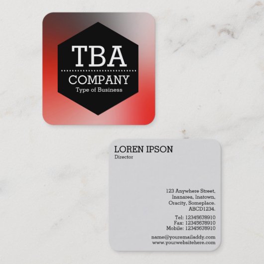 Zwarte hexagon - Zachte gradiënt Vierkante Visitekaartje (Voorkant / Achterkant)