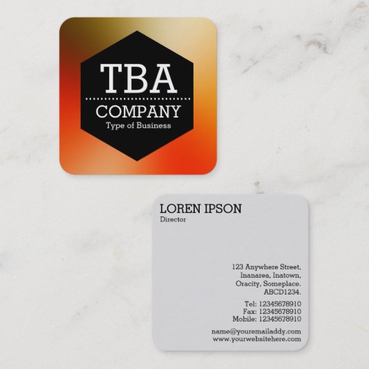 Zwarte hexagon - Zachte gradiënt Vierkante Visitekaartje (Voorkant / Achterkant)