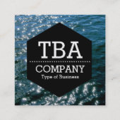 Zwarte Hexagon - Zon op water Vierkante Visitekaartje (Voorkant)