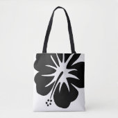 Zwarte Hibiscus Canvas tas (Voorkant)