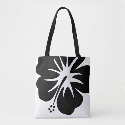 Zwarte Hibiscus Canvas tas (Voorkant)