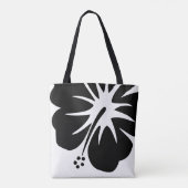 Zwarte Hibiscus Canvas tas (Achterkant)