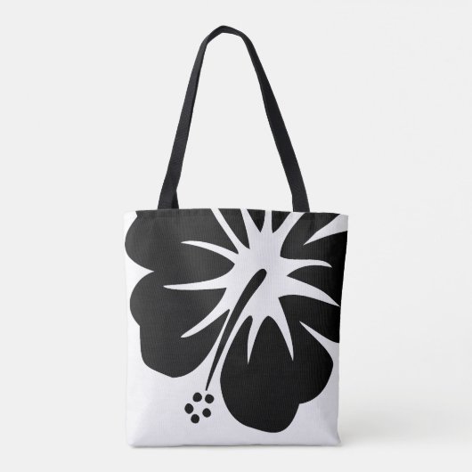 Zwarte Hibiscus Canvas tas (Achterkant)