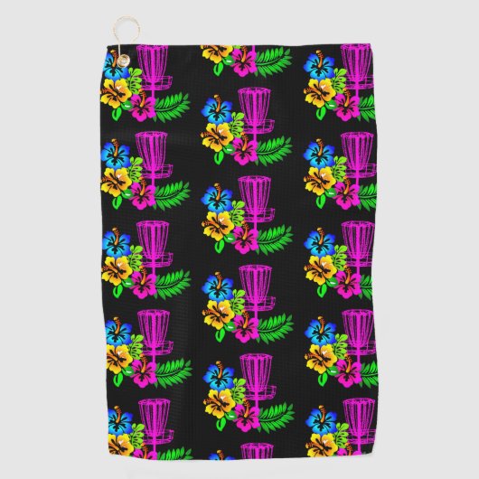 Zwarte hibiscus handdoek (Voorkant)