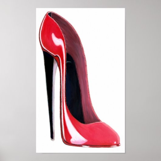 Zwarte Hiel Rood Stiletto Schoefdruk Poster (Voorkant)