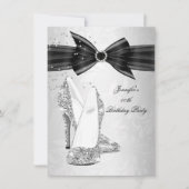 Zwarte hiel Silver Diamond Birthday Party Kaart (Voorkant)