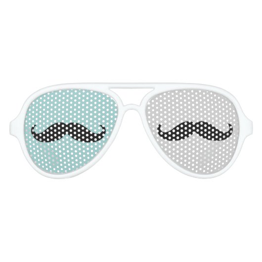 Zwarte Hipster snorren Aviator Zonnebril (Voorkant)