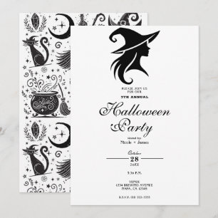 Zwarte Hoed Heks Wicca Heksen Halloween Feest Kaart