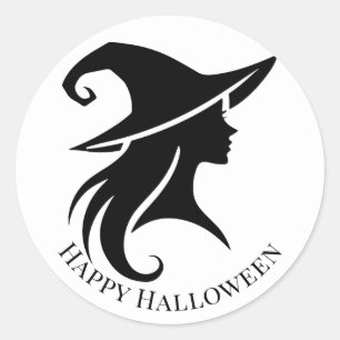 Zwarte Hoed Heks Wicca Heksen Halloween Feest Ronde Sticker