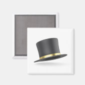 Zwarte hoed met gouden lint magneet (Voorkant / Achterkant)