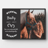 Zwarte Hoefijzers Groene Foto Paard Herdenking Fotoplaat (voorkant)