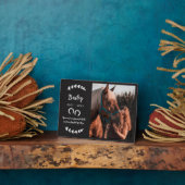 Zwarte Hoefijzers Groene Foto Paard Herdenking Fotoplaat (Zijkant)