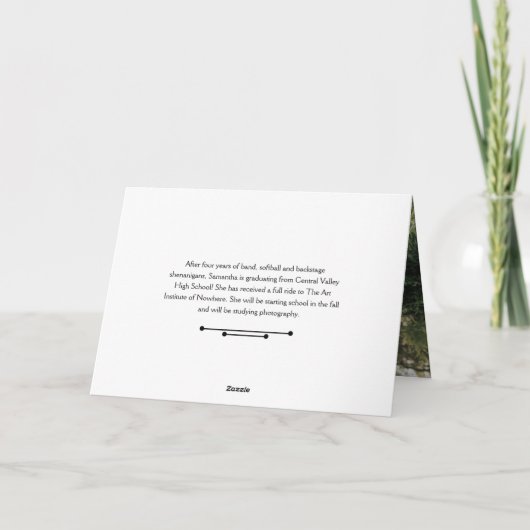 Zwarte hoekige uitnodiging met acht foto's en grad (Achterkant)