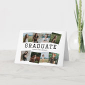 Zwarte hoekige uitnodiging met acht foto's en grad (Voorkant)